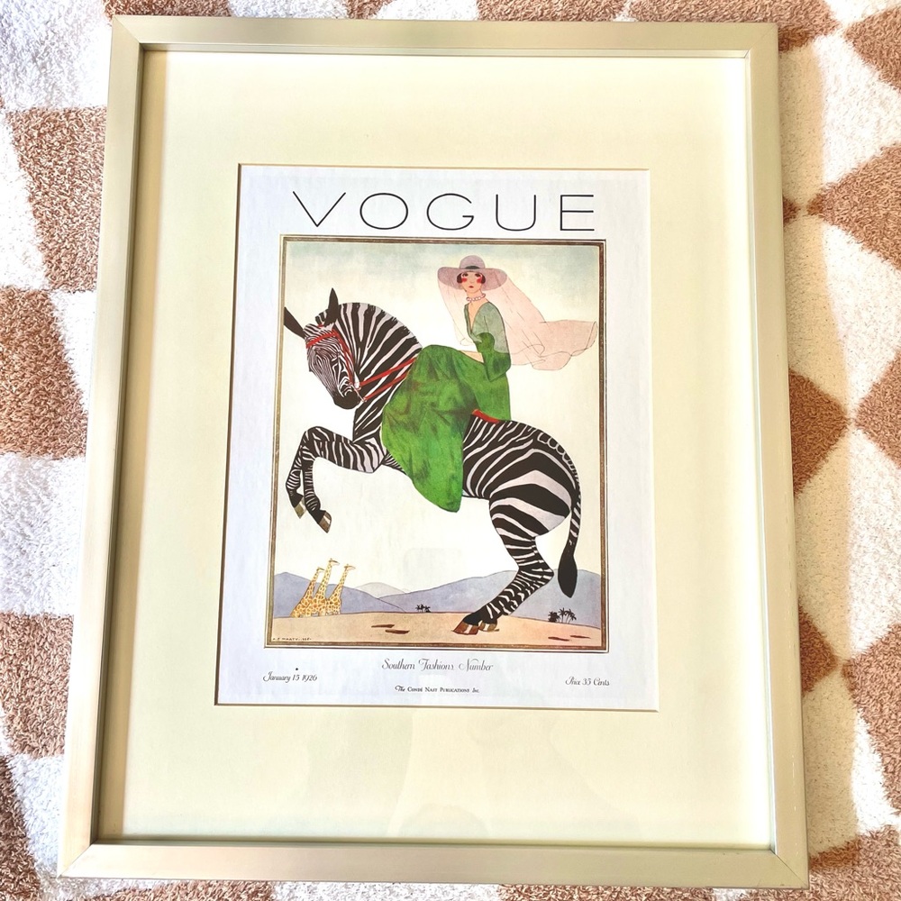 Vintage Vogue (Condé Nast) Cover Framed Print (Jan. 1926 edition).